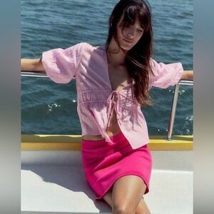 ZAR Pink/White Striped Top size small